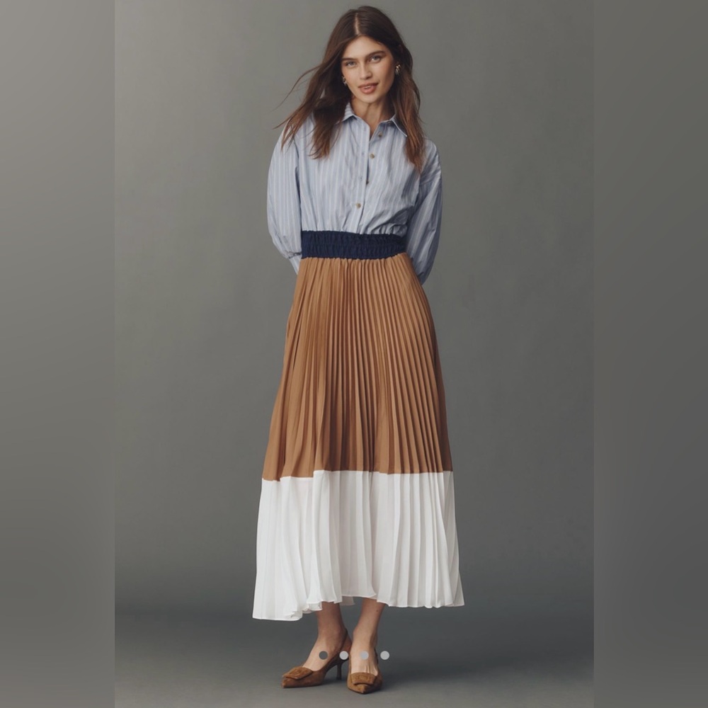 Somerset colorblock pleated twofer maxi dress